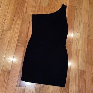 Black One Shoulder Keyhole Dress